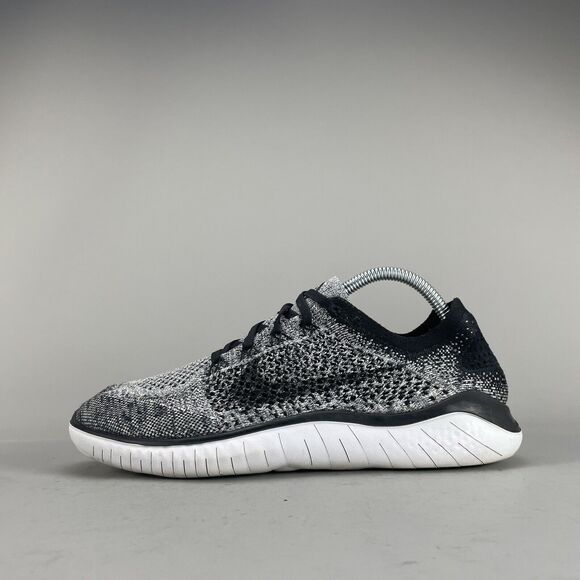 Nike Free RN Flyknit 2018 Women’s 9.5 Running Shoes Athletic Sneakers Black Oreo - Picture 7 of 10
